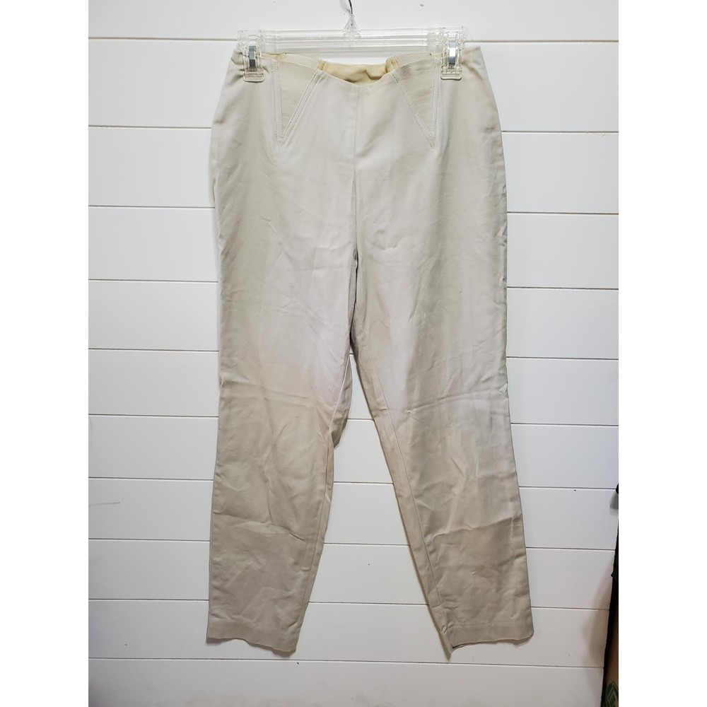 Peter Nygard womens size 6 pull on ankle length light tan pants stretch quarters